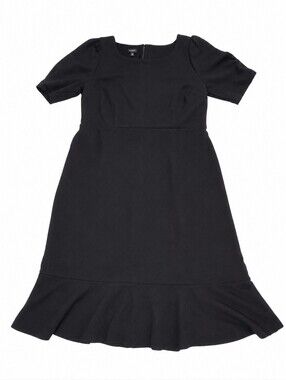 ✨ Talbots Black Short-Sleeve Flounce-Hem Dress ✨